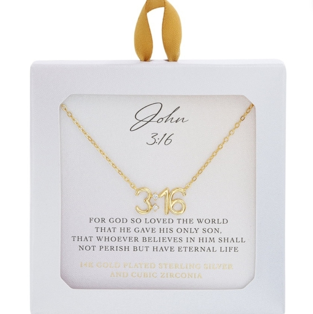 John 3:16 CZ Scripture Bible Verse Necklace 16"